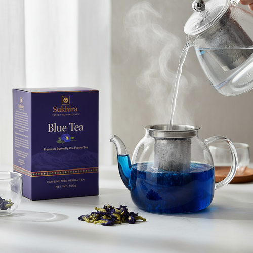 Sukhira Blue Tea – Premium Butterfly Pea Flower Herbal Tea | Caffeine-Free Wellness Tea